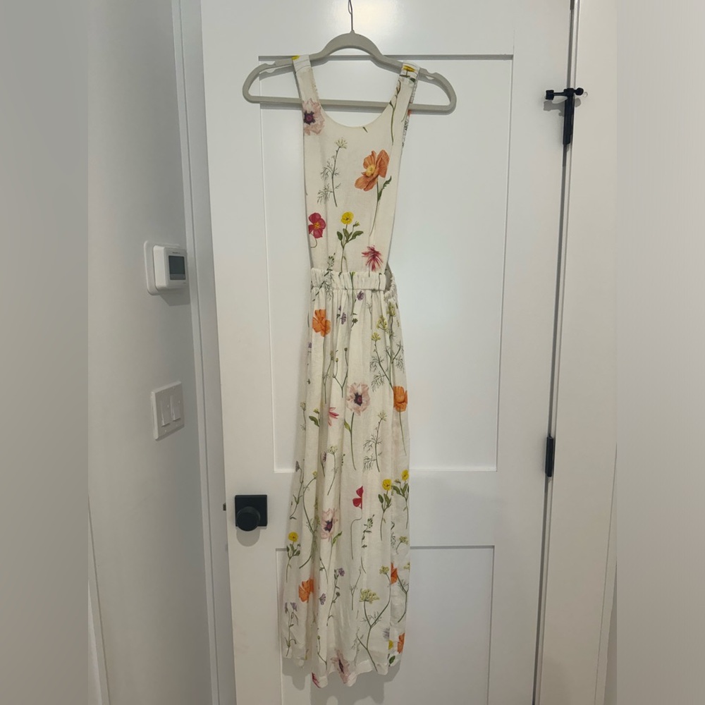 H&M floral linen blend midi dress